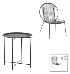Set de 3 buc masa si scaune de gradina Dapper Caius metal negru 64.5x74.5x76 cm