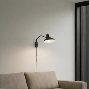 Lindby Aplică de perete Adrik, negru, metal, cu priză, Negru, Camera de zi / sufragerie, Metal, Modern
