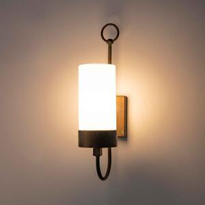 Moretti Luce Aplică de exterior Silindar 3355, alamă antic/opal, reglabil, Bronz / Alamă Veche, Metal, Antichitate
