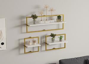 Rafturi perete, Smooth Finish, UnicUtil, 80 x 30 x 20 cm, Alb Auriu
