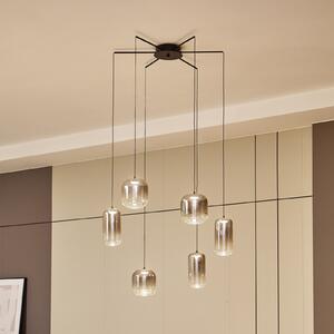 Lucande Suspensie cu LED Avelina, gri fumuriu, 6 lămpi, Gri, Camera de zi / sufragerie, Sticlă, Modern