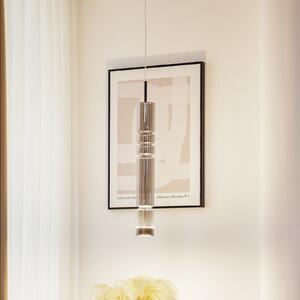 Lucande Lampă suspendată cu LED Christelle, negru, Ø 8 cm, sticlă, Negru, Camera de zi / sufragerie, Sticlă, Modern
