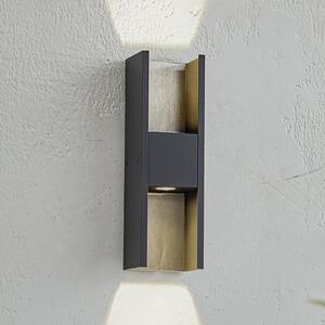 Lucande LED lampă de perete pentru exterior Lavrin, negru/gri, aluminiu, Negru, Aluminiu, Modern