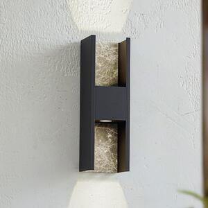 Lucande LED lampă de perete pentru exterior Lavrin, negru/marmură, aluminiu, Negru, Aluminiu, Modern