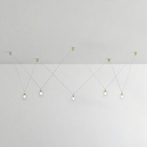 Lampă suspendată Aladino, 5 becuri, transparentă / aurie, sticlă