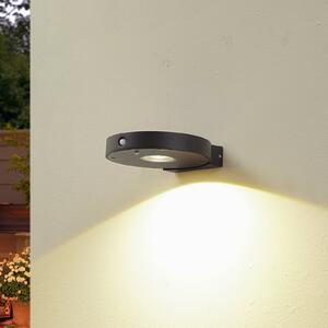 Lucande aplică de perete solară LED Tavon, rotundă, neagră, senzor, reglabil, Negru, Aluminiu, Modern, Perete rotund