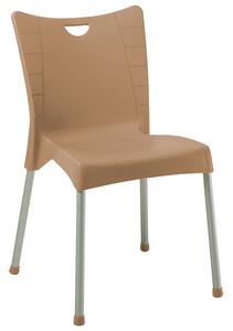 Scaun exterior Crafted plastic culoare cappuccino, picior de aluminiu
