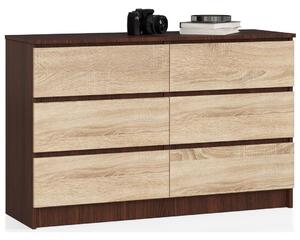 Comoda cu 6 sertare 120 x 77 x 40 cm wenge, sonoma