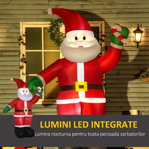 Outsunny Mos Craciun gonflabil, decoratiune cu lumini LED, decoratiuni de Craciun pentru interior si exterior cu umflator inclus | AOSOM RO