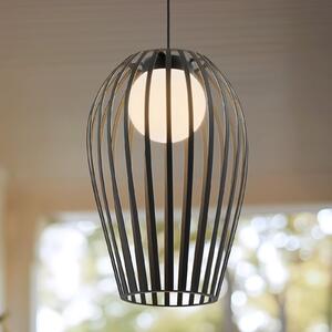 Lucande Marrin lampă suspendată de exterior, negru, metal, Ø 31 cm, reglabil, Negru, Camera de zi / sufragerie, Metal, Modern