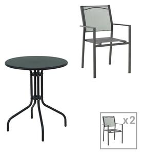 Set masa si scaune 3 buc de gradina Confidence Pako World Negru 60x60x70 cm
