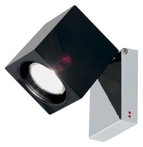 Fabbian Cubetto aplică de perete GU10 crom/negru, reglabil, Negru, Camera de zi / sufragerie, Sticlă, Design
