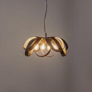 Euluna Lampă suspendată Petla, negru/auriu, metal, Ø 65 cm, reglabil, Negru, Camera de zi / sufragerie, Metal, Modern