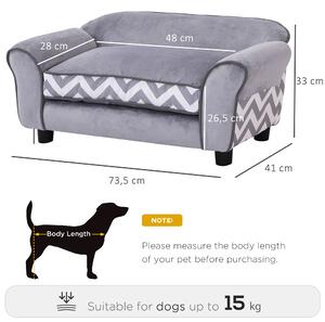 Canapea pentru caini cu margini ridicate cu perna detasabila si lavabila, 73.5x41x33cm, gri PawHut | Aosom RO