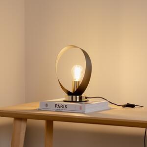 Euluna Lampă de masă Petla, negru/auriu, metal, Ø 19 cm, Negru, Camera de zi / sufragerie, Metal, Modern