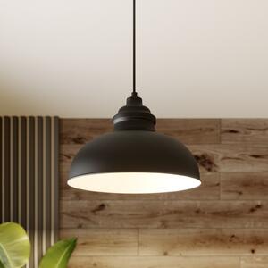 Lindby lampă suspendată Cliona, negru, metal, Ø 31 cm, E27, reglabil, Negru, Camera de zi / sufragerie, Metal, Modern