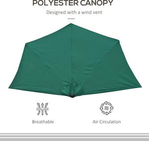 Outsunny Umbrelă Semicirculară Impermeabilă, Protecție UV, Verde 269x138x236cm | Aosom Romania