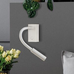 ACB ILUMINACIÓN Lumină de citit cu LED montată pe perete Cio, întrerupător, braț flexibil, 930,, Alb, dormitor, Aluminiu, Modern