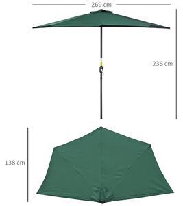 Outsunny Umbrelă Semicirculară Impermeabilă, Protecție UV, Verde 269x138x236cm | Aosom Romania