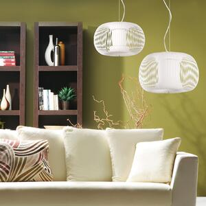 ACB ILUMINACIÓN Lampă suspendată Mirta, abajur din strasuri acrilice, alb, Ø 45 cm, reglabil, Alb, Camera de zi / sufragerie, Plastic, Modern