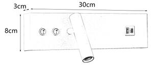 Brilagi-LED Aplica de perete cu spot și port USB NOCTIS, LED/3W/230V+LED/9W, albă