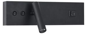 Brilagi-LED Aplica de perete cu spot și port USB NOCTIS LED/3W/230V+LED/9W negru