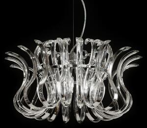 Metallux Diametru 50 cm - lampă suspendată din sticlă Wave, reglabil, Transparent, Camera de zi / sufragerie, Sticlă, Design, Suspensie cu flacără unică
