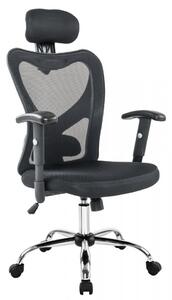 Scaun birou rotativ din piele artificială și husă din plasă Tres negru