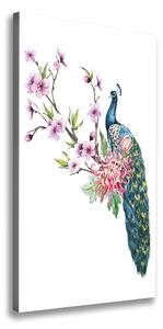 Tablou pe pânză canvas Peacock și flori