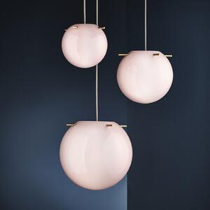 FRANDSEN Lampă suspendată Koi, sticlă, roz/alamă, Ø 19 cm, reglabil, Roz / Rosé, Camera de zi / sufragerie, Sticlă, Design, glob