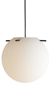 FRANDSEN Lampă suspendată Koi, sticlă, alb/negru, Ø 32 cm, reglabil, Alb, Camera de zi / sufragerie, Sticlă, Design, glob