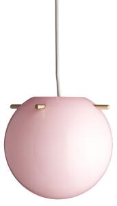 FRANDSEN Lampă suspendată Koi, sticlă, roz/alamă, Ø 25 cm, reglabil, Roz / Rosé, Camera de zi / sufragerie, Sticlă, Design, glob