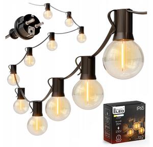 Ghirlandă LED decorativă pentru exterior, 20 x soclu E12, 1 W, 230 V, 20 m, IP65, neagră