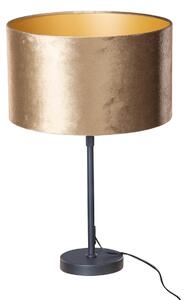 Lampă de masă neagră cu abajur din catifea bronz 35cm - Parte