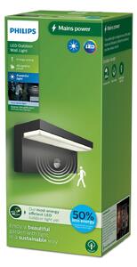 Philips LED pentru exterior Bustan UE, senzor, 4.000 K, Negru, Aluminiu, Modern, Perete unghiular