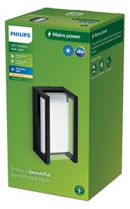 Philips Lampă de perete cu LED pentru exterior Pyrona, Negru, Aluminiu, Modern