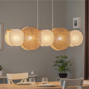 TK Lighting Lampă suspendată Pulse, abajururi din iută, maro natural/alb, 5 lumini, reglabil, Maro / Rugină, Camera de zi / sufragerie, Țesătură / Textil