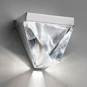 Fabbian Tripla - aplică de perete LED cristal, alu, reglabil, Transparent, Camera de zi / sufragerie, Cristal, Design, Perete unghiular
