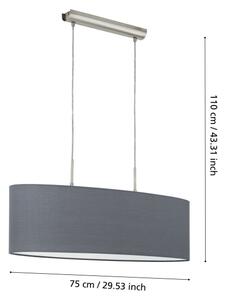 Eglo 55276 - Lampă suspendată pe cablu PASTERI 2xE27/60W/230V gri