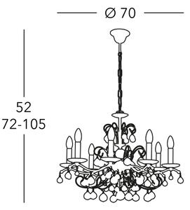 Kolarz CARMEN 3234.88.3.KoT - candelabru de cristal suspendat pe lanț, 8xE14/60W/230V, placat cu aur 24K