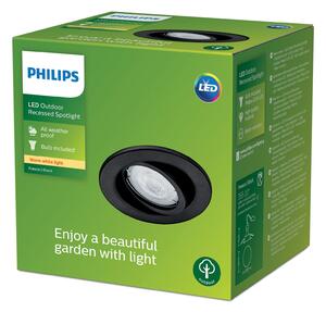 Philips Lumină exterioară încastrată Fresco, negru, oțel inoxidabil, GU10, Negru, Oțel inoxidabil, Modern, Corpuri de iluminat încastrate rotunde