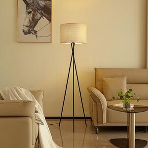 Lindby Lampă de podea Soula, Ø 40 cm, bej, plastic, E27, Bej, Camera de zi / sufragerie, Plastic, Casă de țară / Rustic, Tripod