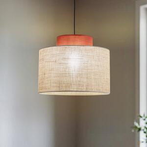 TK Lighting Lampă suspendată Duo, Ø 20 cm, maro ruginiu/maro natural, iută, reglabil, Maro / Rugină, Camera de zi / sufragerie, Țesătură / Textil