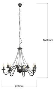 Lustră suspendată pe lanț MALBO, 8xE14/10W/230V, neagră