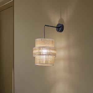TK Lighting Aplică Calisto, iută, maro natural, întrerupător, Maro / Rugină, Camera de zi / sufragerie, Țesătură / Textil, Perete rotund