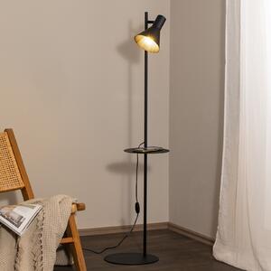 TK Lighting Lampă de podea Jump, negru, reglabilă, raft, Negru, Camera de zi / sufragerie, Metal, Modern, Proiector suspendat