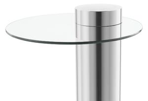 Măsuță de cafea rotunda din sticla si otel Ontario 52 cm argintiu