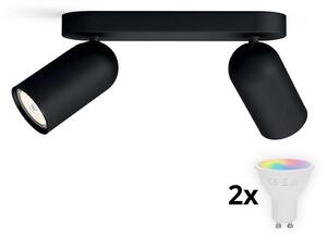 Philips - Spot LED RGBW reglabil PONGEE 2xGU10/4,8W/230V negru + telecomandă
