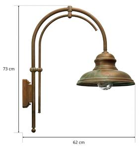 Moretti Luce Aplică de exterior Luca cu braț dublu, reglabil, Cupru, Metal, Antichitate