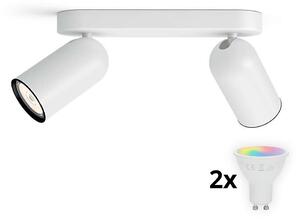 Philips - Spot LED RGBW dimabil PONGEE, 2x GU10 / 4,8 W / 230 V, alb + telecomandă